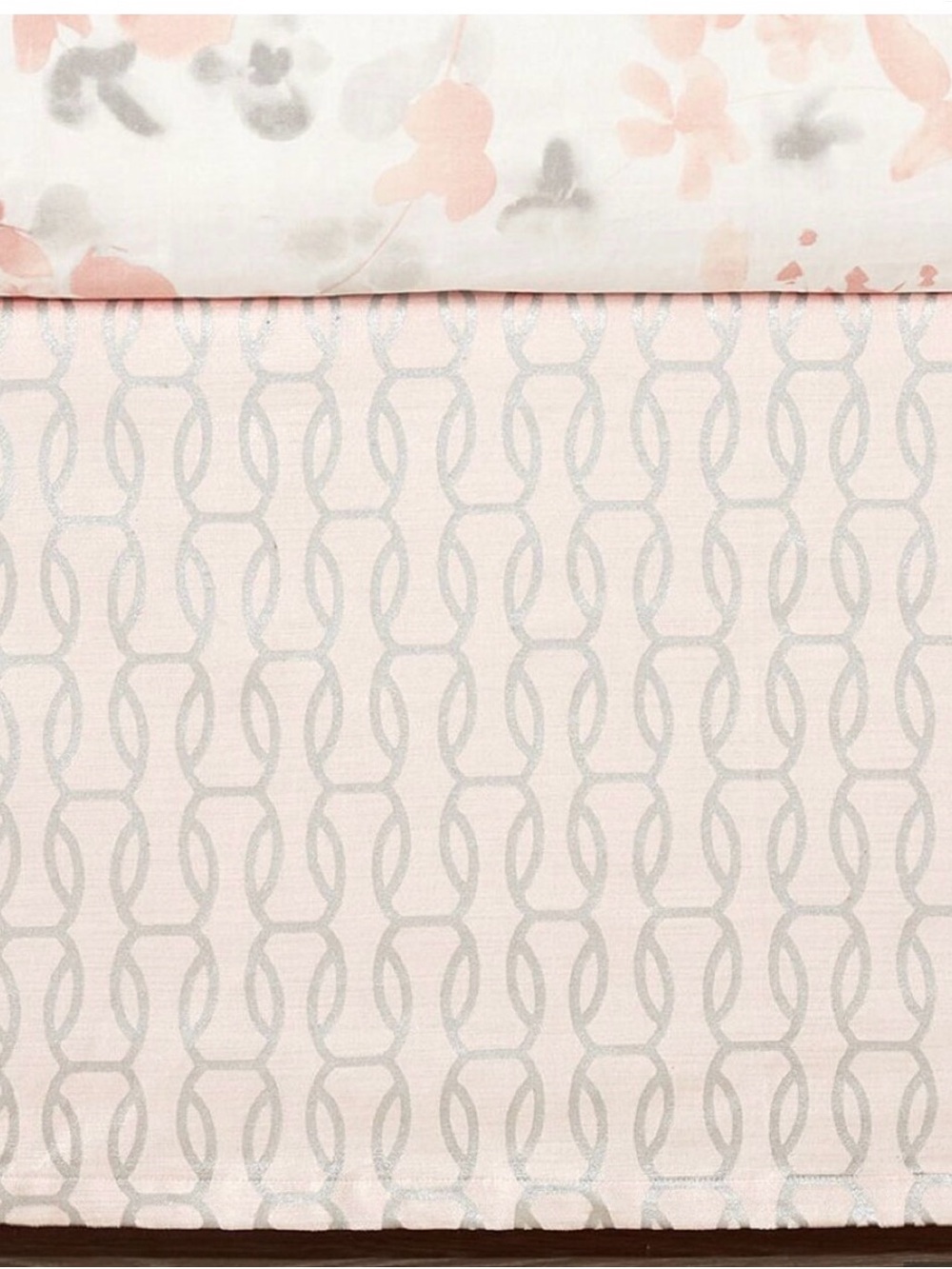 Pottery Barn Kids Amelia Velvet Blush Silver Crib Skirt NWT